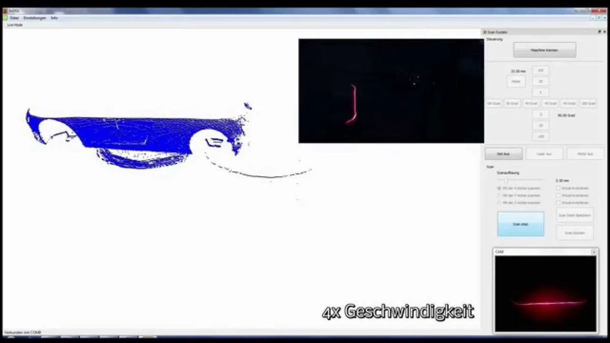 Der selbst entwickelte 3D-Scanner in Aktion